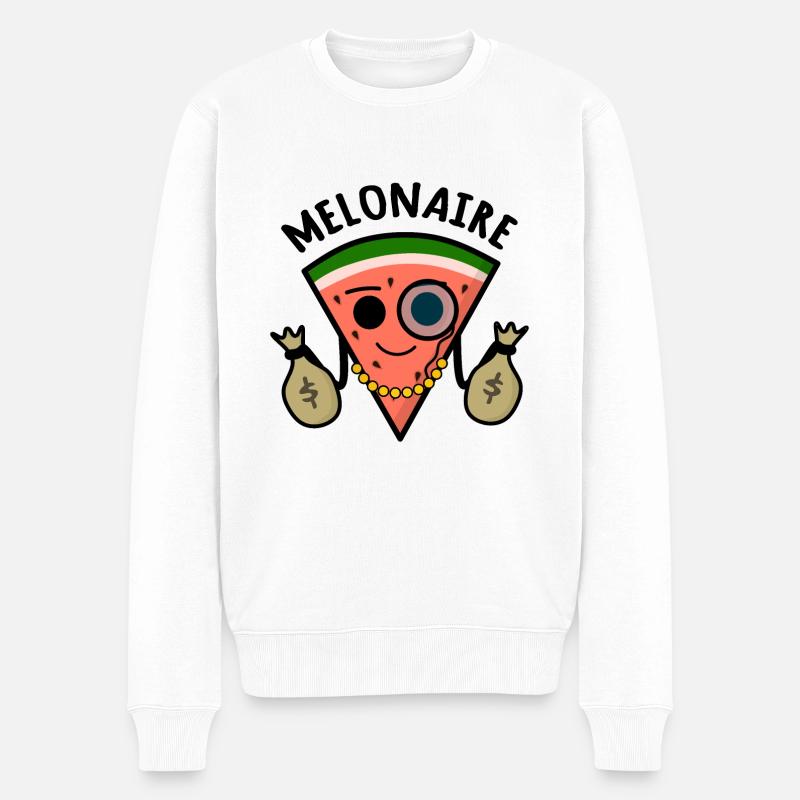 Melonaire : Jeu de mots millionnaire melon - Pull Premium bio Homme - blanc