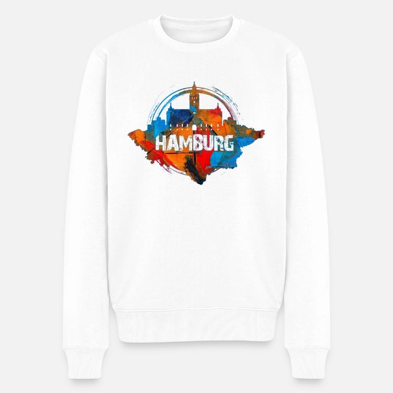 Hamburg Color - Männer Premium Bio Pullover - Weiß