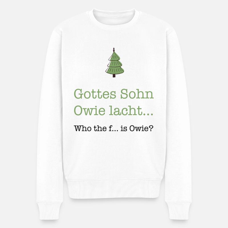 Gottes Sohn Owie lacht - Männer Premium Bio Pullover - Weiß