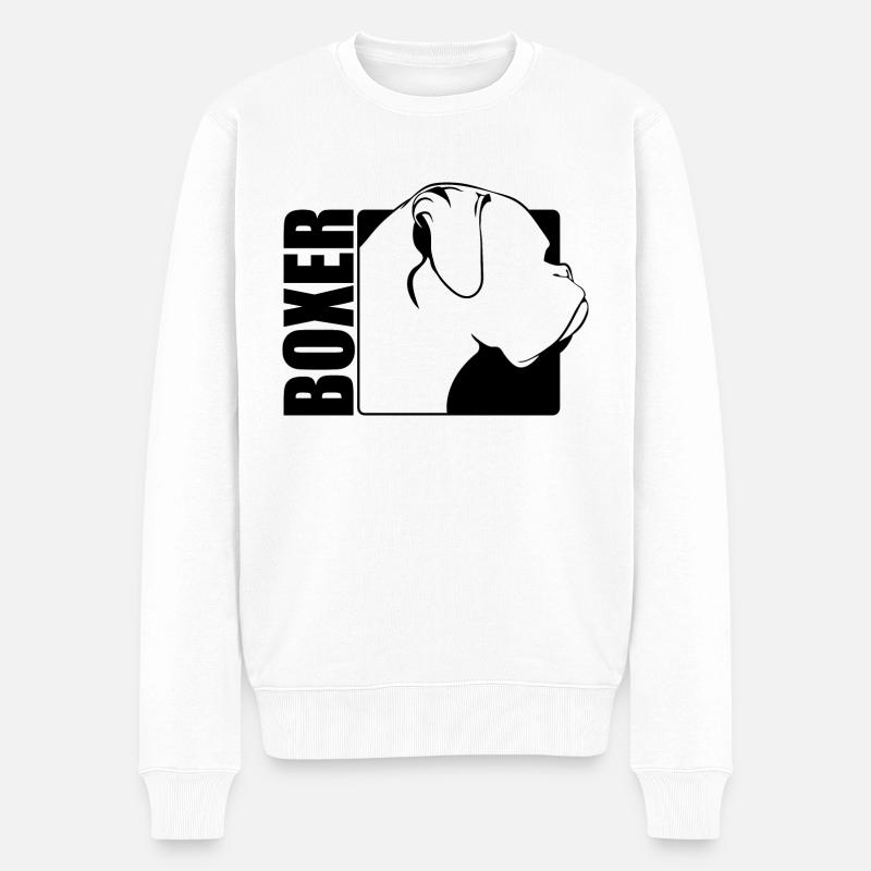 Boxer Profil Hund Hunde Wilsigns - Männer Premium Bio Pullover - Weiß