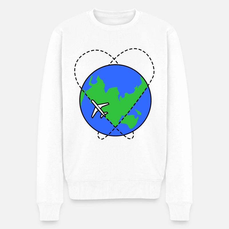Voyage terrestre en avion - Pull Premium bio Homme - blanc