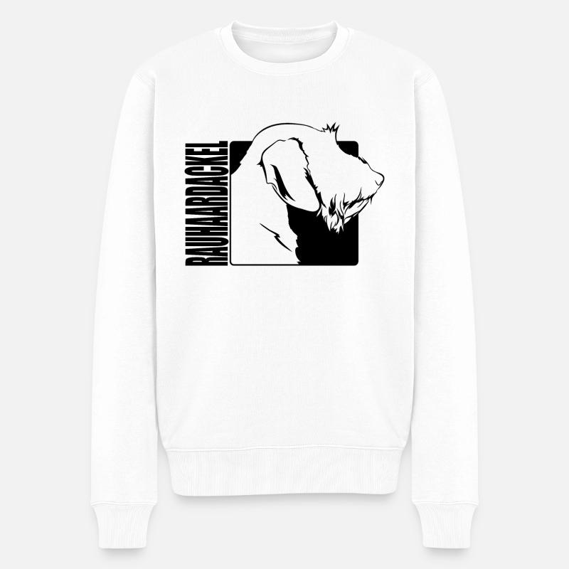Rauhaardackel Profil Hund Hunde Jagdhund Wilsigns - Männer Premium Bio Pullover - Weiß