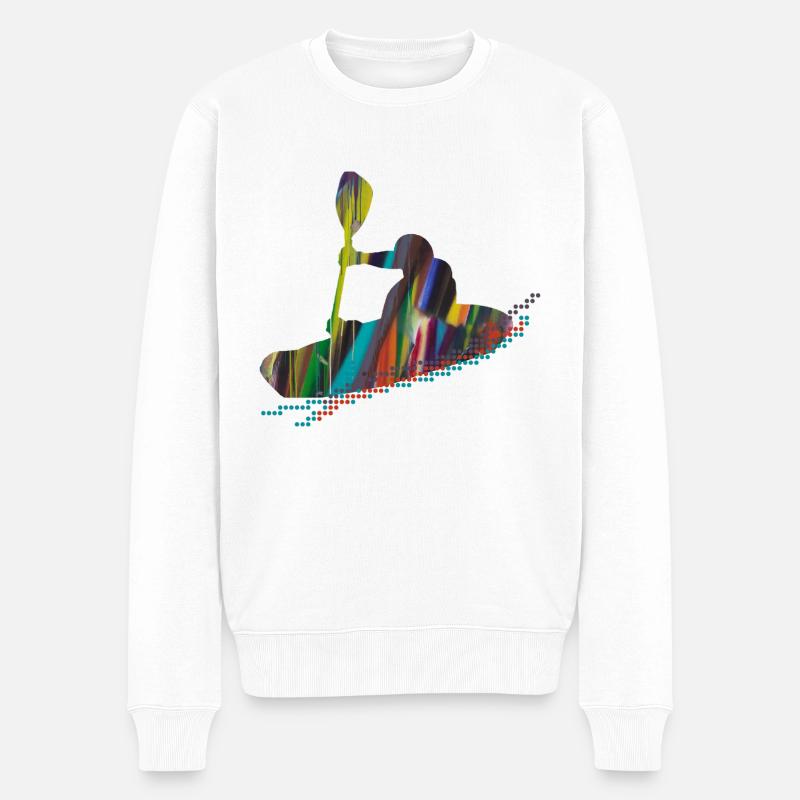 Rudern, Rafting, Kajak, Graffiti, Boot - Männer Premium Bio Pullover - Weiß