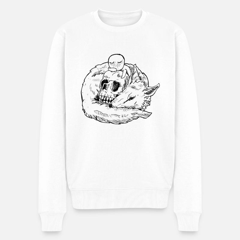 le loup et le crâne - Pull Premium bio Homme - blanc