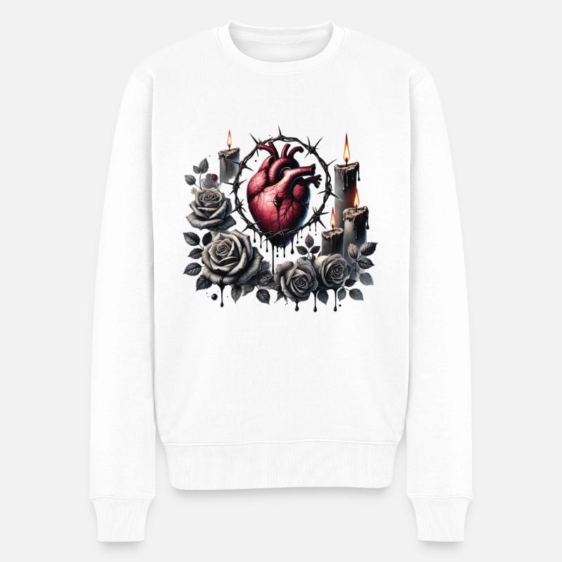 Dark Romance: Gothic-Ästhetik - Männer Premium Bio Pullover - Weiß