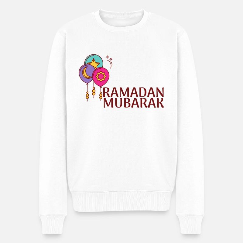 Ramadan Mubarak/Eid /Muslim /Islam/Allah - Männer Premium Bio Pullover - Weiß