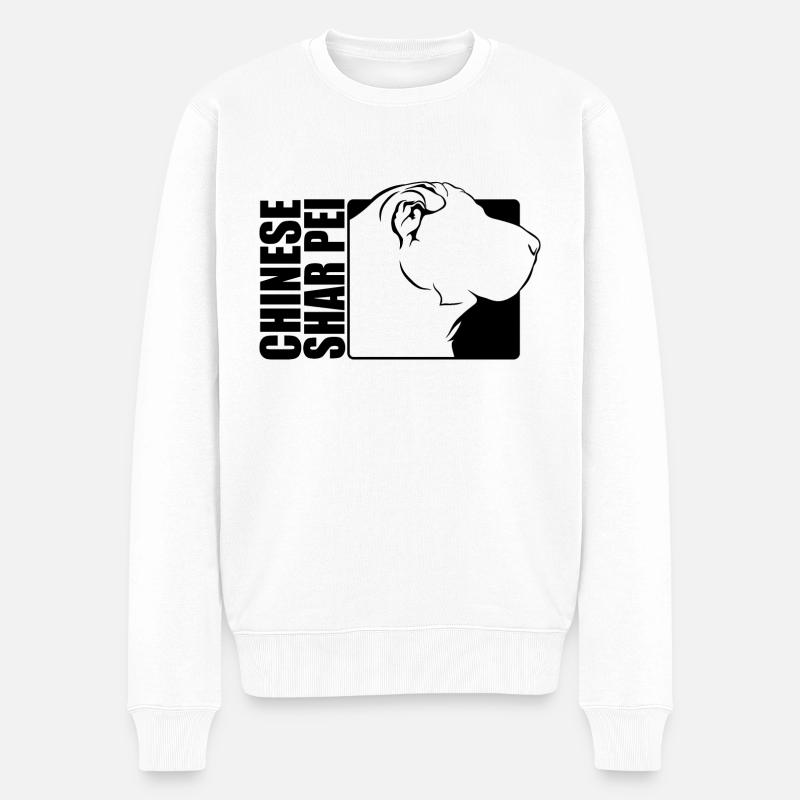 Chinese Shar Pei Profil Hunde Hund Wilsigns - Männer Premium Bio Pullover - Weiß