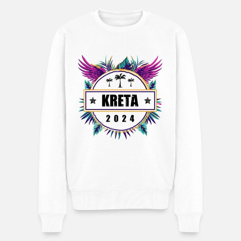 Kreta 2024 Team - Männer Premium Bio Pullover - Weiß