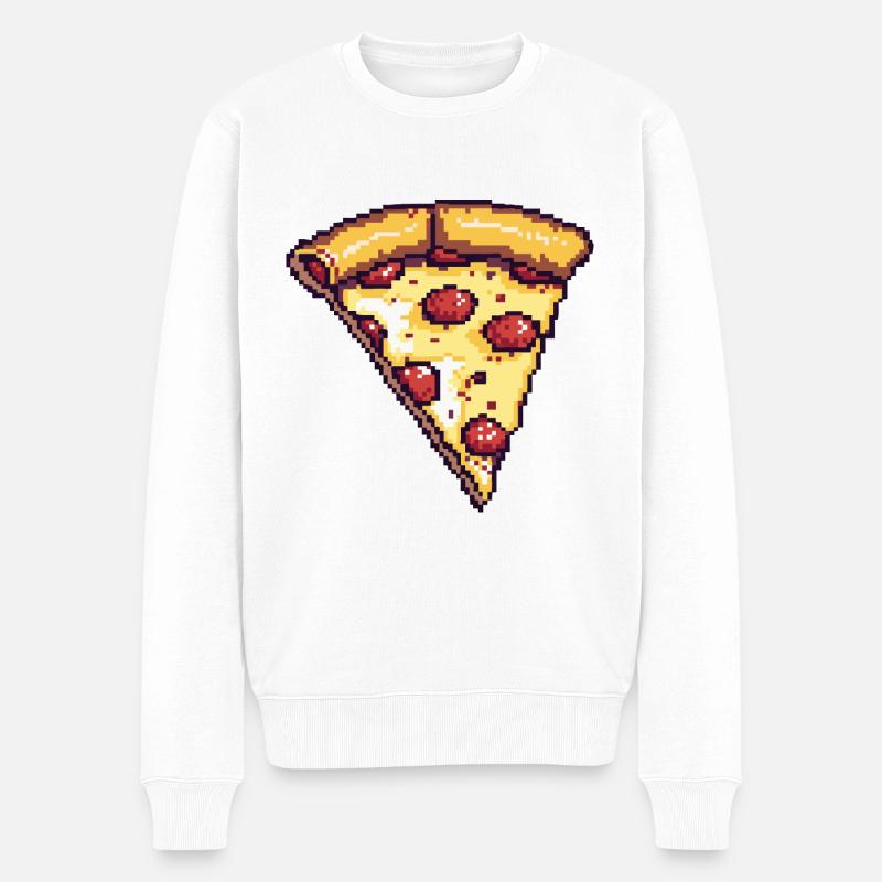 Pizza Pixel Symbol - Männer Premium Bio Pullover - Weiß