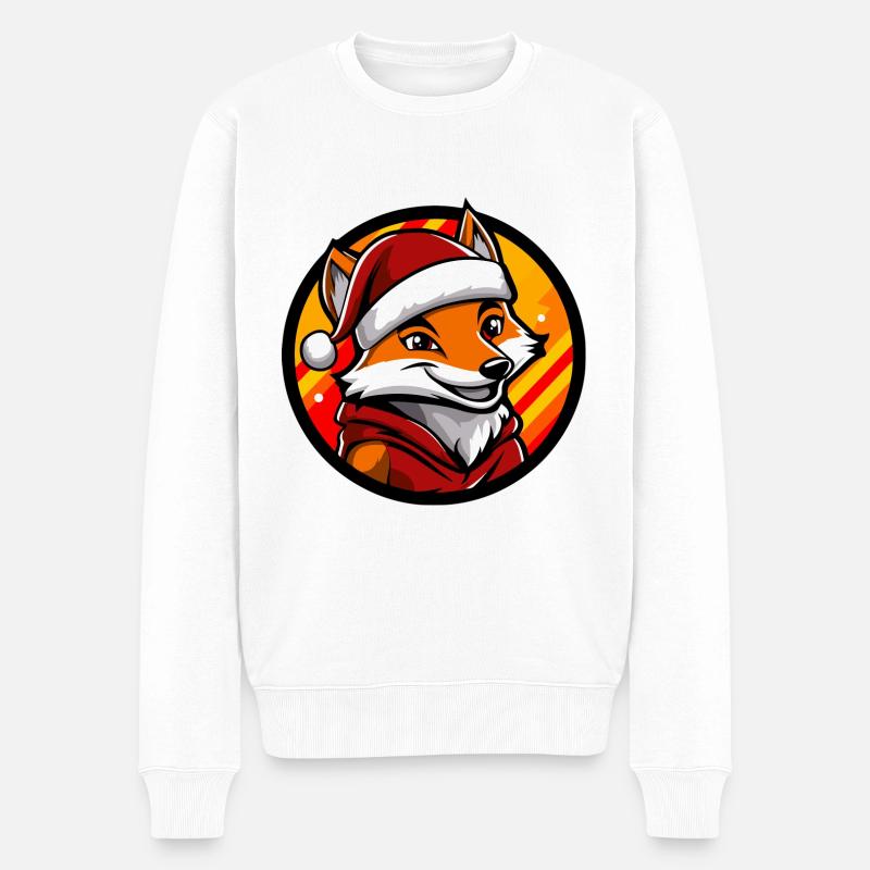 Fuchs Weihnachten X-Mas - Männer Premium Bio Pullover - Weiß