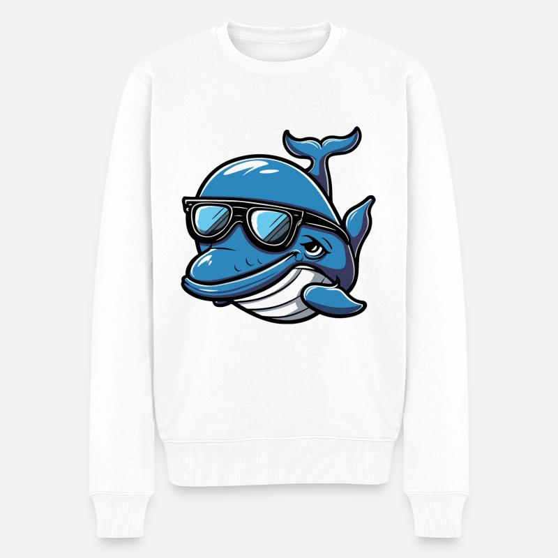 Wal Tier - Männer Premium Bio Pullover - Weiß