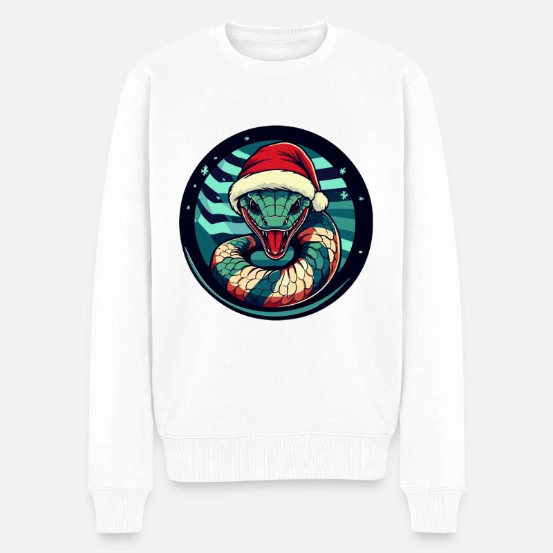 Serpent Cobra Noël Noël - Pull Premium bio Homme - blanc