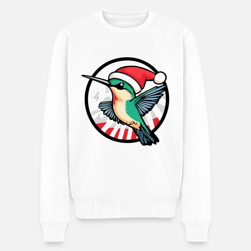 Colibri Oiseau Noël Noël - Pull Premium bio Homme - blanc