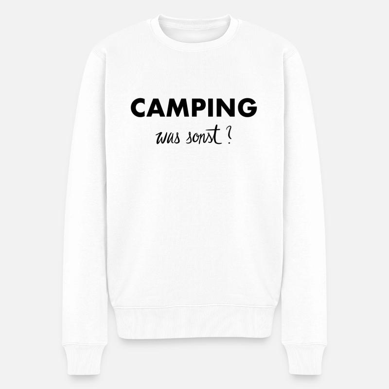 Camping was sonst - Männer Premium Bio Pullover - Weiß