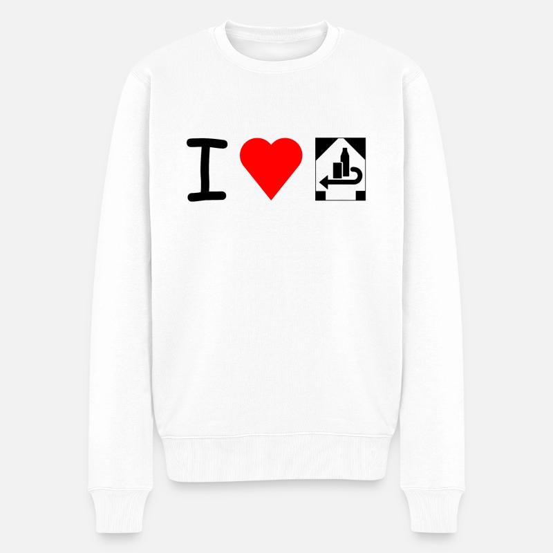 I love Flaschenpfand - Männer Premium Bio Pullover - Weiß