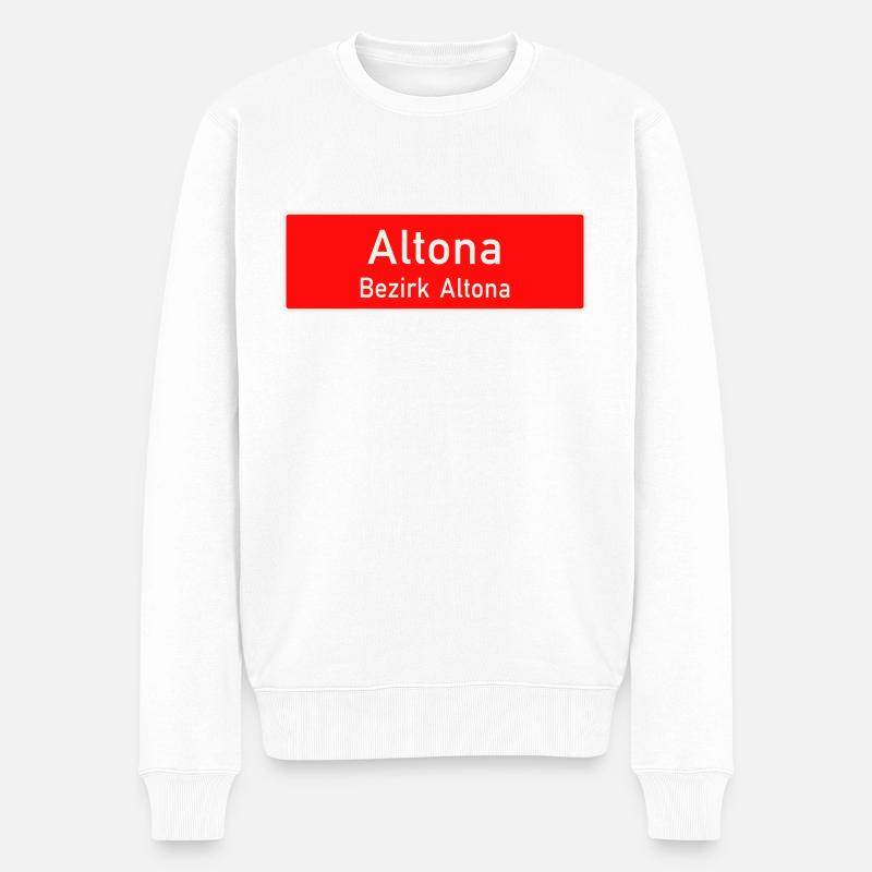 Altona - Hamburg Bezirksschild/Ortsschild - Männer Premium Bio Pullover - Weiß