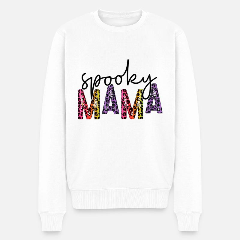 Gruselige Mama - Männer Premium Bio Pullover - Weiß