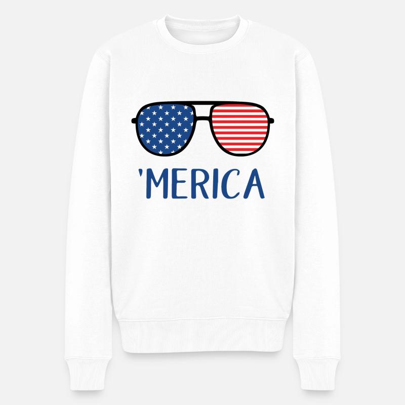 4. Juli Amerika - Männer Premium Bio Pullover - Weiß