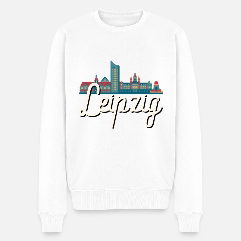 Leipzig - Männer Premium Bio Pullover - Weiß