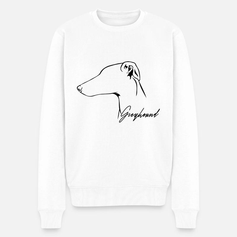 GREYHOUND Profil Hunde Hund Wilsigns - Männer Premium Bio Pullover - Weiß