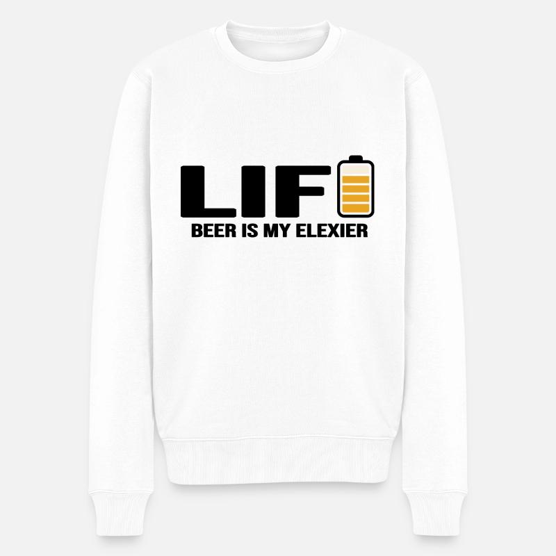 Bier Biergarten Trinkspruch "beer elexier" - Männer Premium Bio Pullover - Weiß