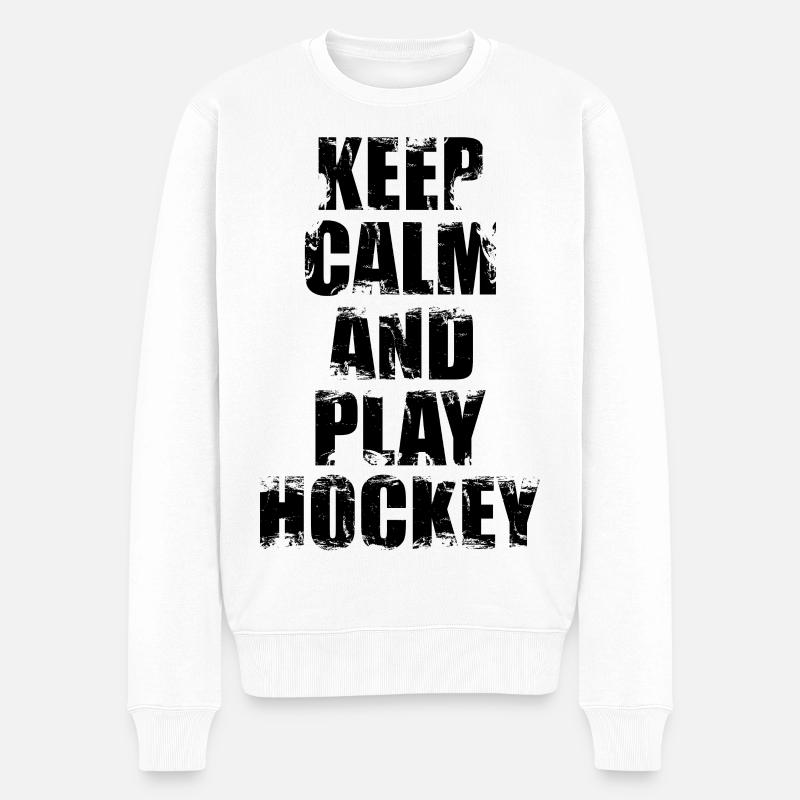 Eishockey Lustiger Spruch - Männer Premium Bio Pullover - Weiß