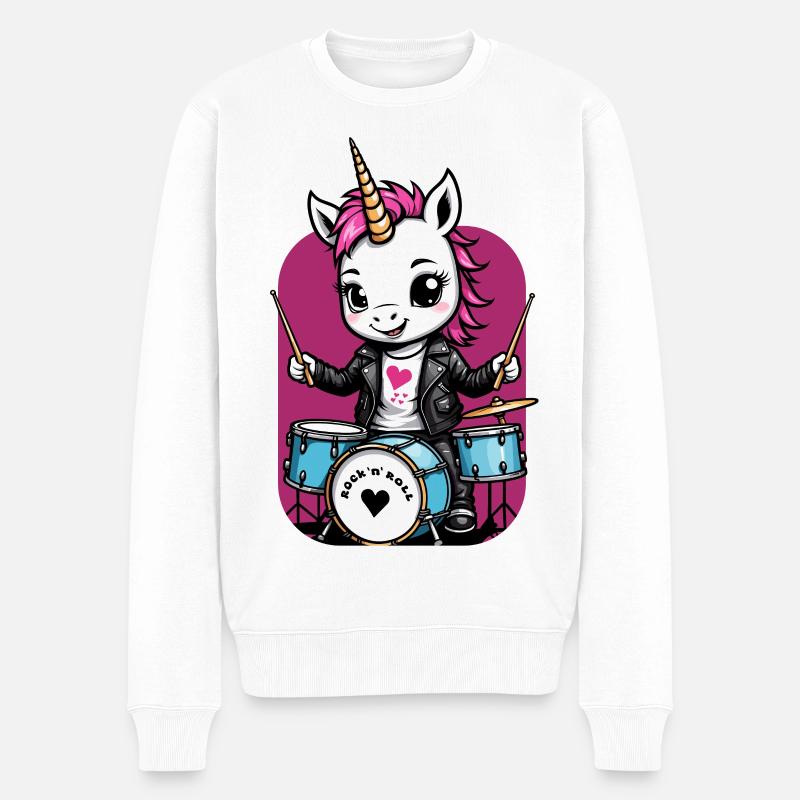 Licorne Batteur - Pull Premium bio Homme - blanc