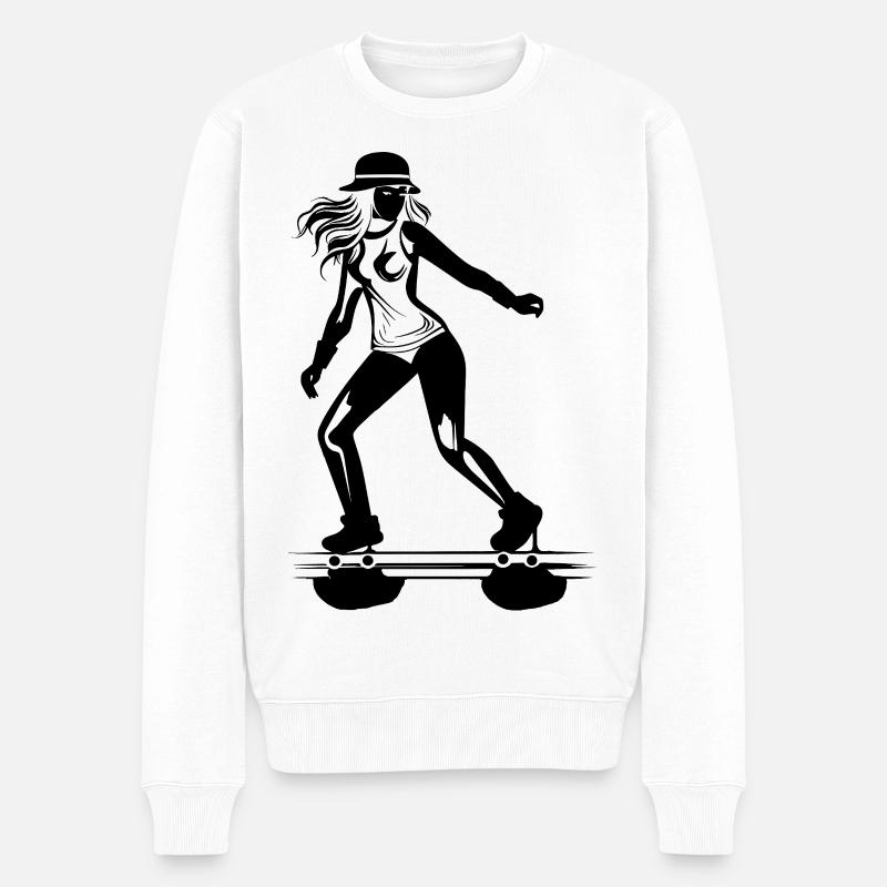 Rollschuh Mädchen - Männer Premium Bio Pullover - Weiß