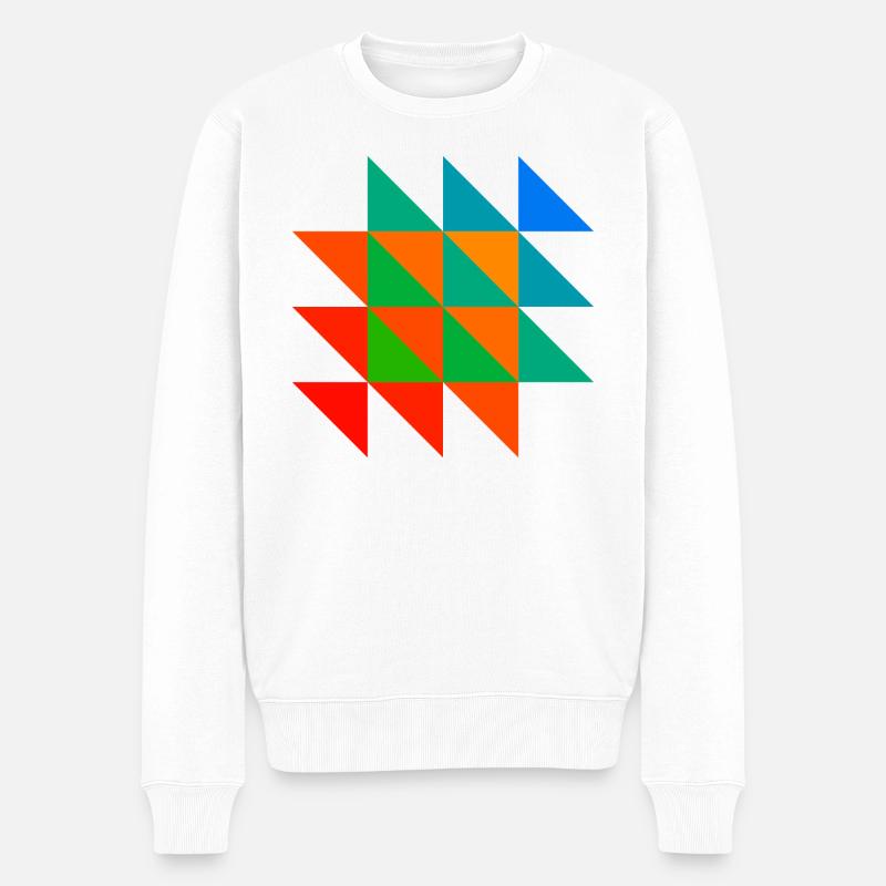 Buntes Dreiecks-Mosaik - Männer Premium Bio Pullover - Weiß