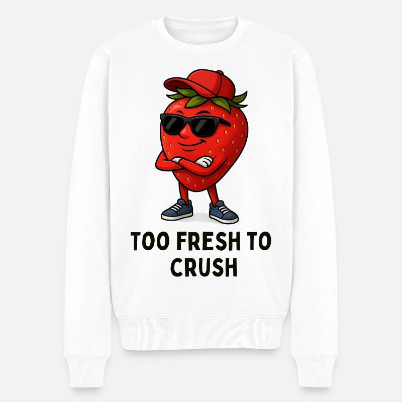 Freche Erdbeere Streetwear karikatur  - Männer Premium Bio Pullover - Weiß