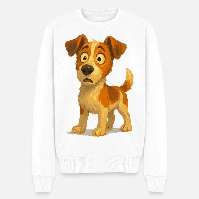 Jack Russell Terrier émerveillé - Pull Premium bio Homme - blanc