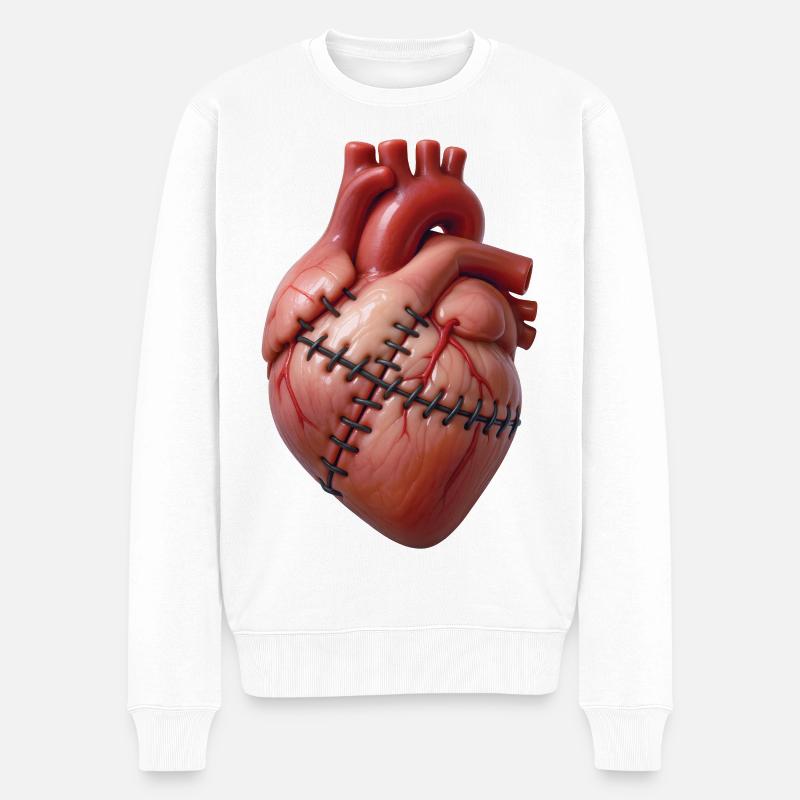 GEBROCHENES HERZ #1 – Frieden & Liebe - Männer Premium Bio Pullover - Weiß