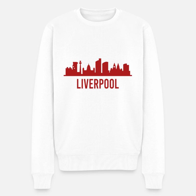 Liverpool silhouette England UK - Pull Premium bio Homme - blanc
