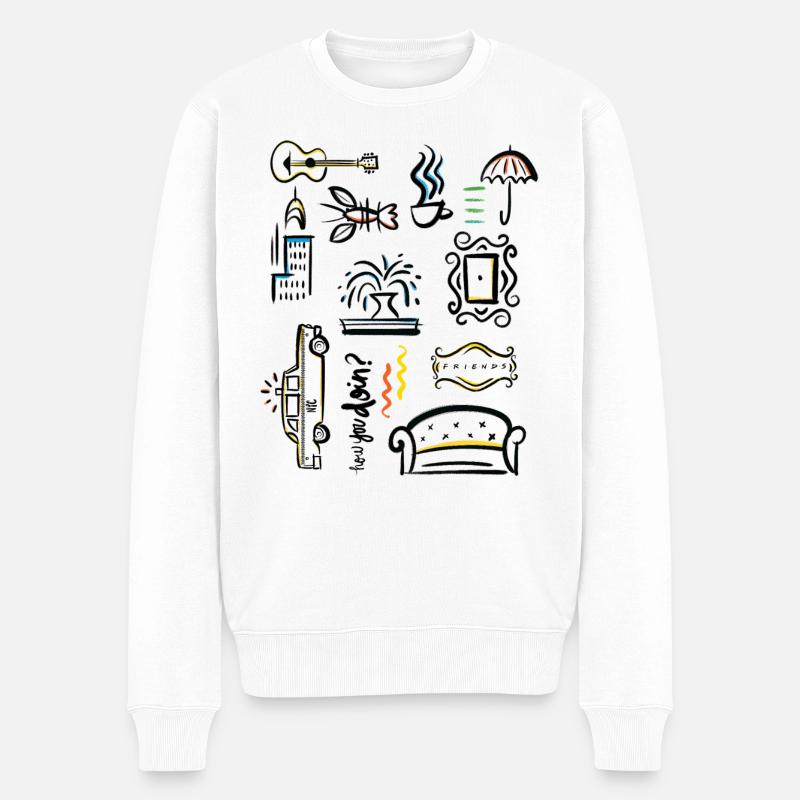 Friends Icons Übersicht - Männer Premium Bio Pullover - Weiß