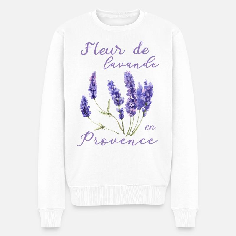 Provence Lavendel Blüte lila Frankreich Blüten - Männer Premium Bio Pullover - Weiß