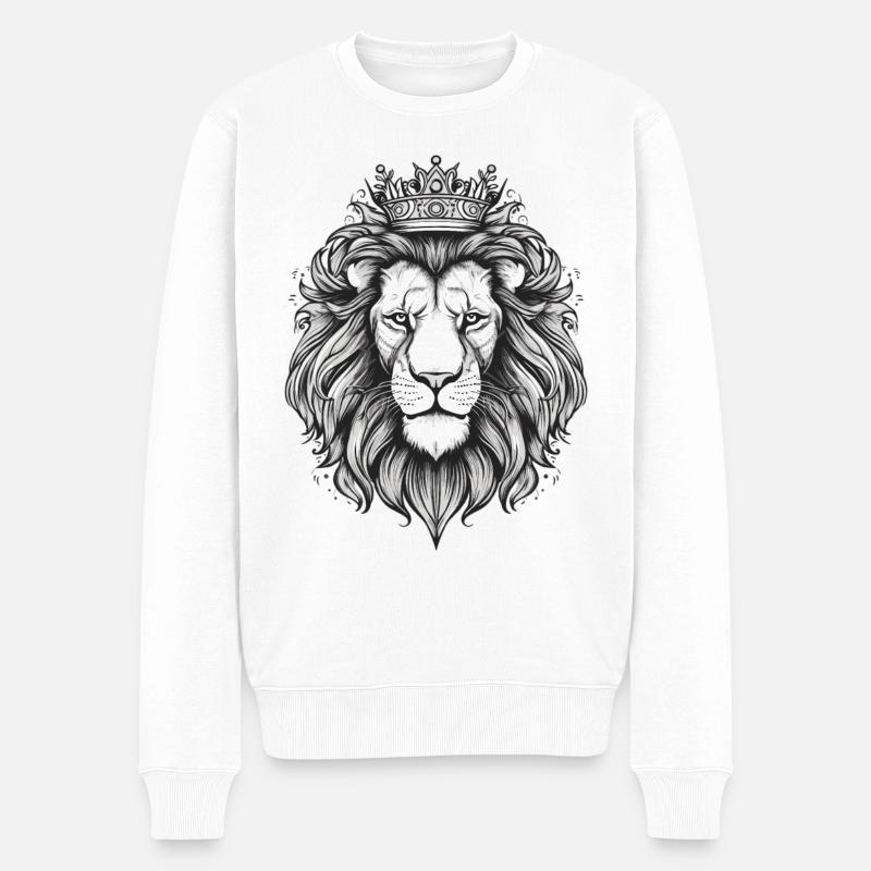 Lion Löwe - Männer Premium Bio Pullover - Weiß
