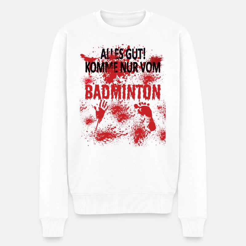Badminton Geschenkidee Sport Design - Männer Premium Bio Pullover - Weiß