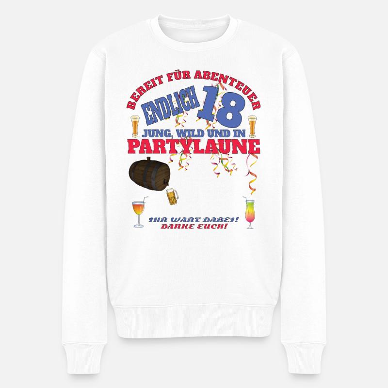 18. Geburtstag Mädchen & Junge Gästebuch - Männer Premium Bio Pullover - Weiß
