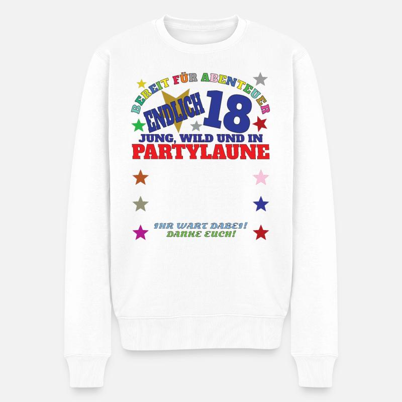 18. Geburtstag Mädchen & Junge Gästebuch - Männer Premium Bio Pullover - Weiß
