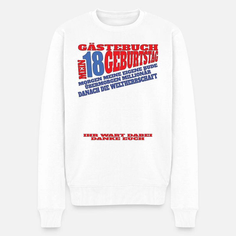 18. Geburtstag Mädchen & Junge Gästebuch - Männer Premium Bio Pullover - Weiß
