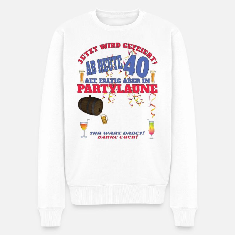 40. Geburtstag Frau & Mann Gästebuch - Männer Premium Bio Pullover - Weiß
