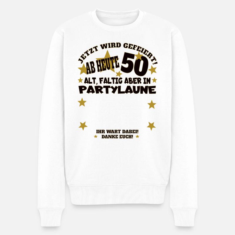 50. Geburtstag Frau & Mann Gästebuch - Männer Premium Bio Pullover - Weiß