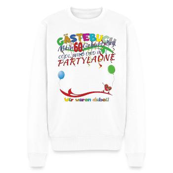 60. Geburtstag Frau & Mann Gästebuch - Männer Premium Bio Pullover - Weiß - Vorne - Thijin (182cm)
