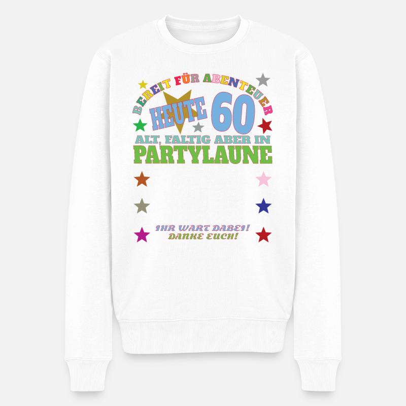 60. Geburtstag Frau & Mann Gästebuch - Männer Premium Bio Pullover - Weiß