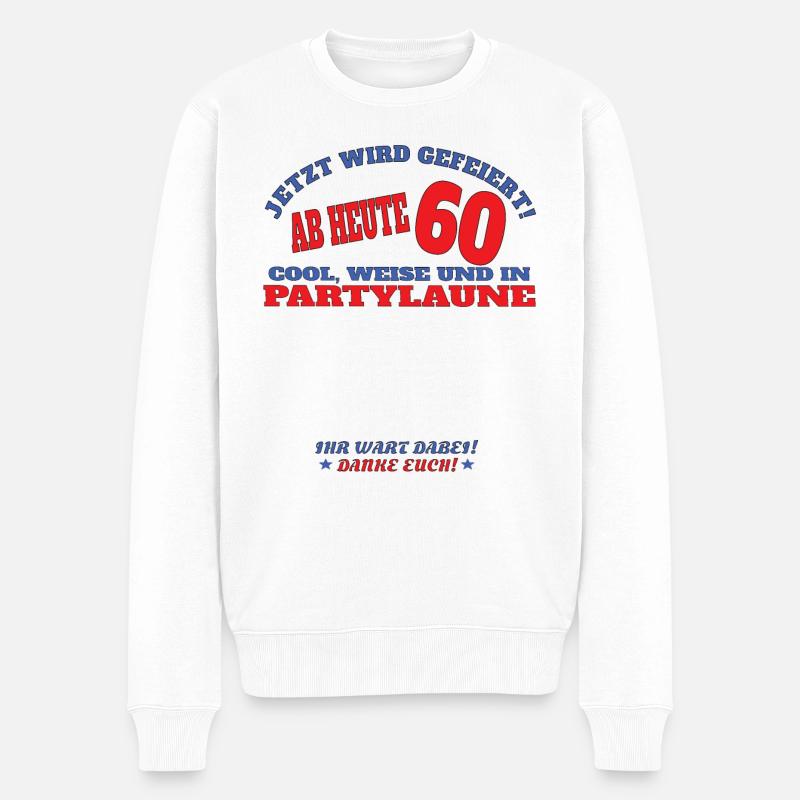 60. Geburtstag Frau & Mann Gästebuch - Männer Premium Bio Pullover - Weiß