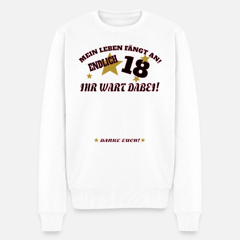 18. Geburtstag Mädchen & Junge Gästebuch - Männer Premium Bio Pullover - Weiß