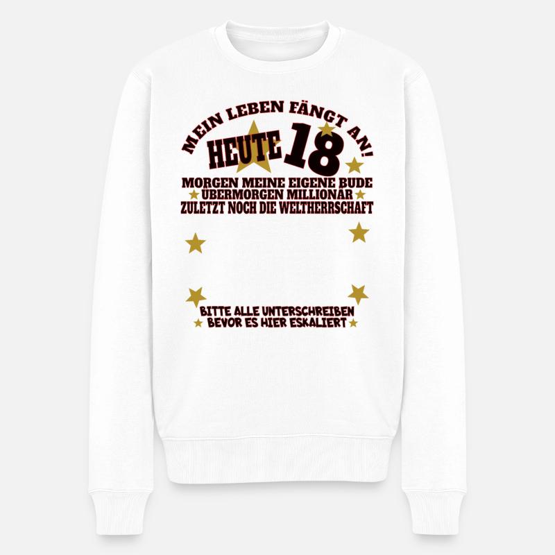 18. Geburtstag Mädchen & Junge Gästebuch - Männer Premium Bio Pullover - Weiß