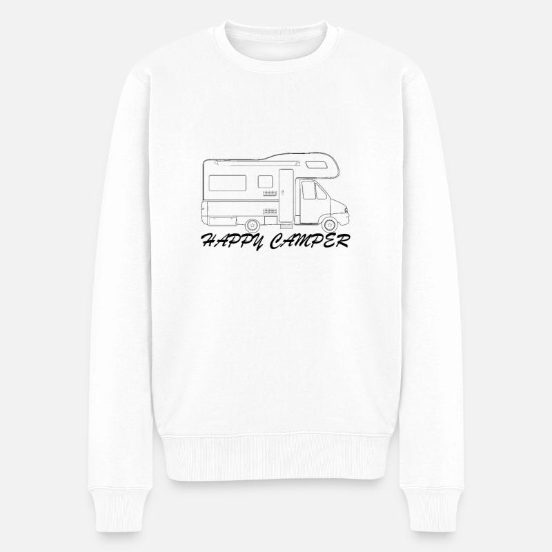 Happy Camper - Camping-car - Vacances - Vacances - Pull Premium bio Homme - blanc