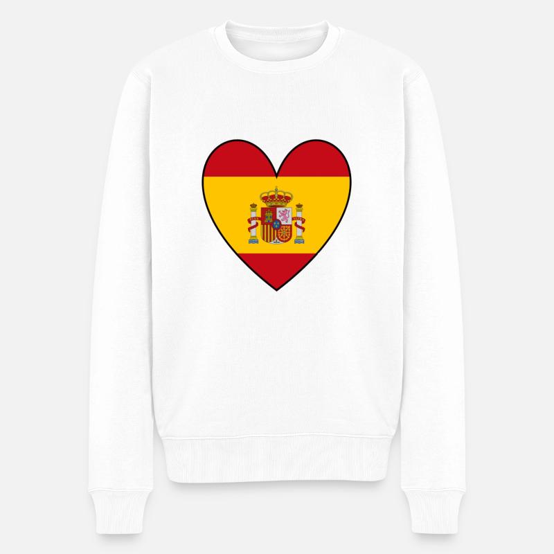Spanien Herz Espana - Männer Premium Bio Pullover - Weiß