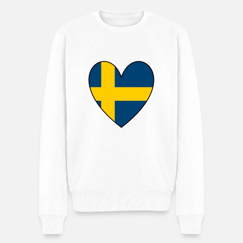 Schweden Herz - Männer Premium Bio Pullover - Weiß